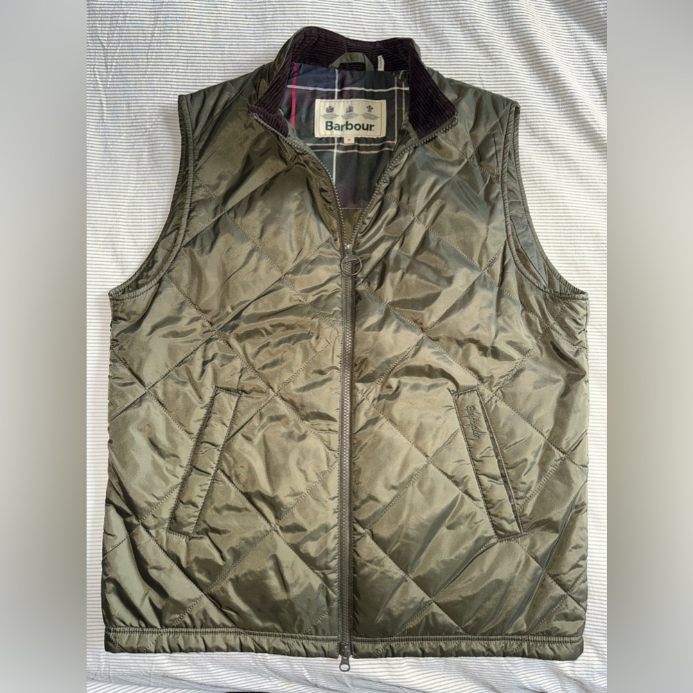 BARBOUR Olive Green Diamond Quilt Vest Medium M